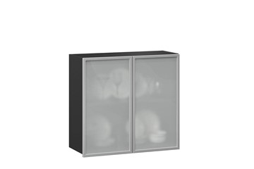 Шкаф на кухню 800, Шервуд, со стеклом ЛД 281.361.000.030, серый/черный в Симферополе