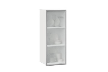 Кухонный высокий шкаф 400 Шервуд, со стеклом левый ЛД 281.421.000.121, белый/серый в Симферополе