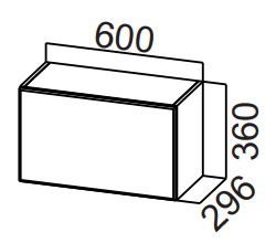 Кухонный навесной шкаф Стайл, ШГ600/360 горизонтальный, МДФ в Симферополе