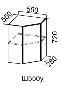 Кухонный шкаф угловой, Модус, Ш550у/720, цемент светлый в Симферополе