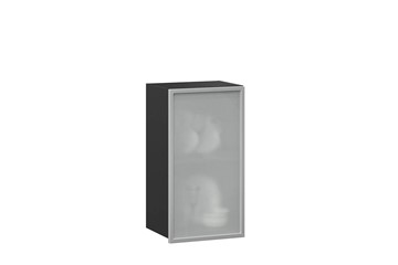 Кухонный шкаф 400 Шервуд, со стеклом левый ЛД 281.321.000.022, серый/черный в Симферополе