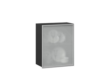 Кухонный шкаф 600, Шервуд, со стеклом левый ЛД 281.351.000.027, серый/черный в Симферополе
