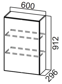 Распашной кухонный шкаф Стайл, Ш600/912(1ств), МДФ в Симферополе