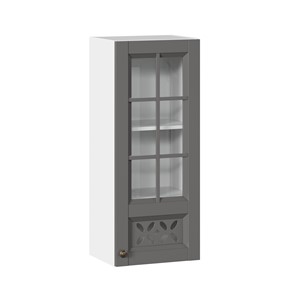 Навесной кухонный шкаф Амели-3 400 высокий со стеклом ЛД 299.420.000.040, Белый/Оникс серый в Симферополе