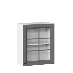 Шкаф настенный Амели-3 600 со стеклом ЛД 299.350.000.030, Белый/Оникс серый в Симферополе