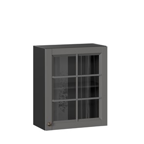 Навесной кухонный шкаф Амели-3 600 со стеклом ЛД 299.350.000.032, Черный/Оникс серый в Симферополе