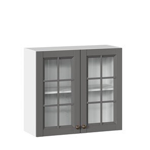 Кухонный навесной шкаф Амели-3 800 со стеклом ЛД 299.360.000.034, Белый/Оникс серый в Симферополе