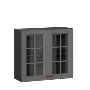 Навесной шкаф Амели-3 800 со стеклом ЛД 299.360.000.036, Черный/Оникс серый в Симферополе