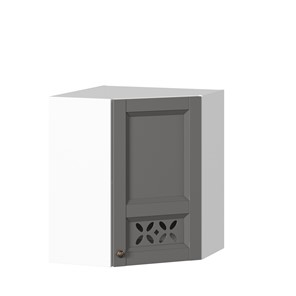 Шкаф настенный Амели-3 угловой 600 ЛД 299.610.000.055, Белый/Оникс серый в Симферополе