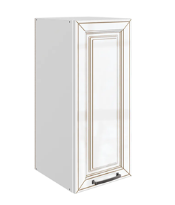 Кухонный шкаф Атланта L300 Н720 (1 дв. гл.) эмаль (белый/белый глянец патина золото) в Симферополе