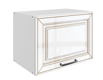 Кухонный навесной шкаф Атланта L500 Н360 (1 дв. гл.) эмаль (белый/белый глянец патина золото) в Симферополе