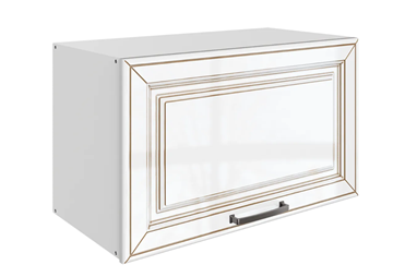 Шкаф на кухню Атланта L600 Н360 (1 дв. гл.) эмаль (белый/белый глянец патина золото) в Симферополе
