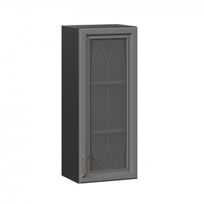 Шкаф настенный Джелатто 400 высокий со стеклом ЛД 241.420.000.152, Черный/Оникс серый в Симферополе