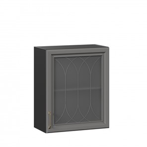 Кухонный навесной шкаф Джелатто 600 со стеклом ЛД 241.350.000.147, Черный/Оникс серый в Симферополе