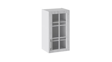 Навесной шкаф Прованс (Белый глянец/Санторини светлый) со стеклом В_72-40_1ДРс в Симферополе - предосмотр