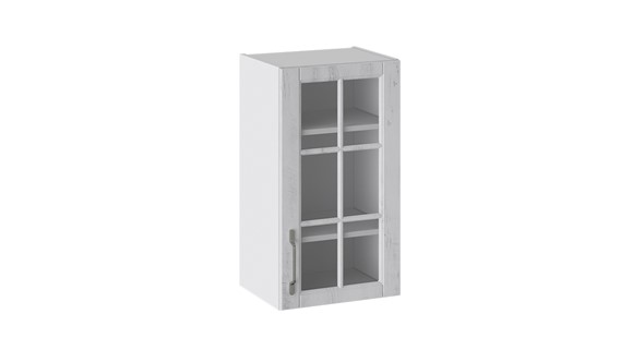 Навесной шкаф Прованс (Белый глянец/Санторини светлый) со стеклом В_72-40_1ДРс в Симферополе - изображение