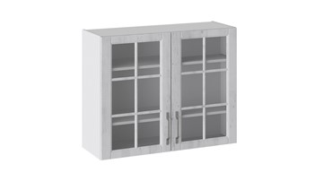 Кухонный шкаф Прованс (Белый глянец/Санторини светлый) со стеклом В_72-90_2ДРс в Симферополе
