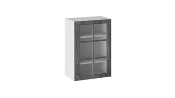 Навесной шкаф Прованс (Белый глянец/Санторини темный) со стеклом В_72-50_1ДРс в Симферополе