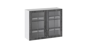 Шкаф кухонный Прованс (Белый глянец/Санторини темный) со стеклом В_72-90_2ДРс в Симферополе