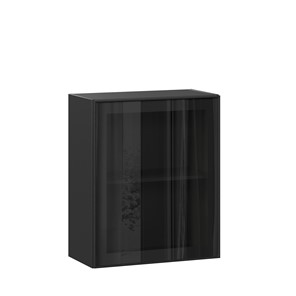 Навесной кухонный шкаф со стеклом 600 Индиго ЛД 298.350.000.063, Чёрный/Чёрный в Симферополе