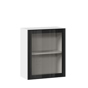 Кухонный шкаф со стеклом 600 Индиго ЛД 298.350.000.105, Белый/Чёрный в Симферополе