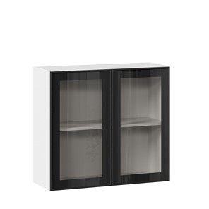 Кухонный шкаф со стеклом 800 Индиго ЛД 298.360.000.023, Белый/Чёрный в Симферополе