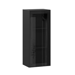 Шкаф настенный высокий со стеклом 400 Индиго ЛД 298.420.000.068, Чёрный/Чёрный в Симферополе - предосмотр