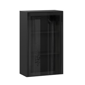 Шкаф навесной высокий со стеклом 600 Индиго ЛД 298.450.000.170, Чёрный/Чёрный в Симферополе