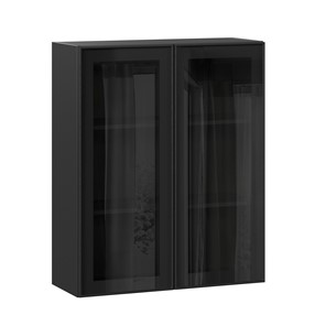 Шкаф на кухню высокий со стеклом 800 Индиго ЛД 298.460.000.156, Чёрный/Чёрный в Симферополе