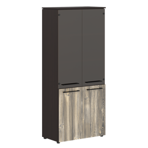 Шкаф колонка со стеклянными и глухими дверями MORRIS  Дуб Базель/Венге Магия MHC 85.2 (854х423х1956) в Симферополе