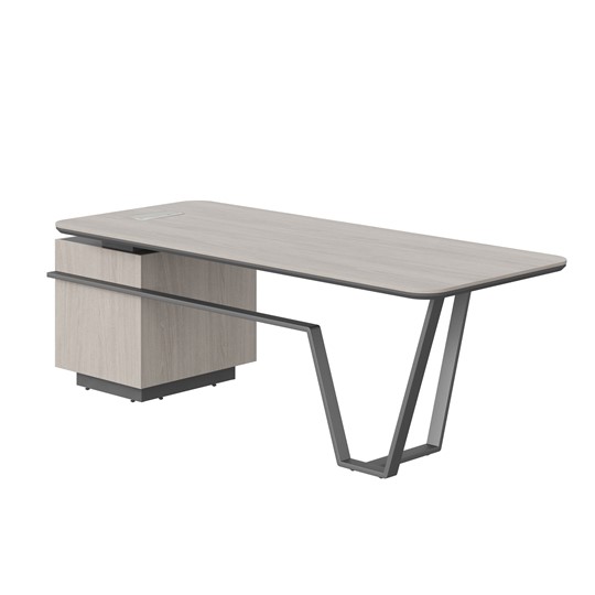 Стол с комбинированной столешницей и правой тумбой LINE Дуб-серый-антрацит СФ-571101.1 (2225х900х762) в Симферополе - изображение 1