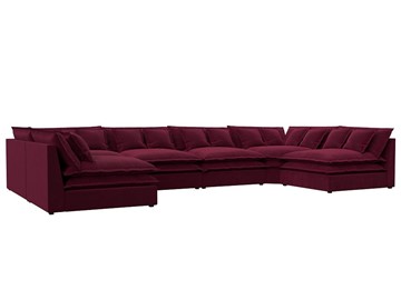 Большой П-образный диван Лига-040, Бордовый (микровельвет) в Симферополе