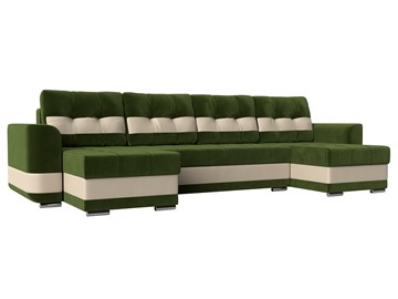 П-образный диван Честер, Зеленый/бежевый (вельвет/экокожа) в Симферополе