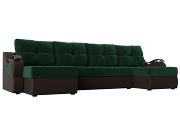 П-образный диван Меркурий П, Зеленый\Коричневый (Велюр\Экокожа) в Симферополе