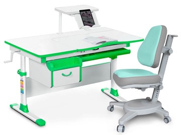 Комплект растущая парта + стул Mealux EVO Evo-40 Z (арт. Evo-40 Z + Y-110 TG) / (стол+полка+кресло) / белый, зеленый, серый в Симферополе