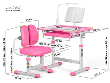 Парта растущая + кресло растущее Mealux EVO BD-23 Pink в Симферополе - предосмотр 2