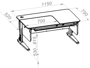 Растущий стол L/70-45 (СУТ 62) с лотком и навесной тумбой, белый/белый/лаванда в Симферополе - предосмотр 1