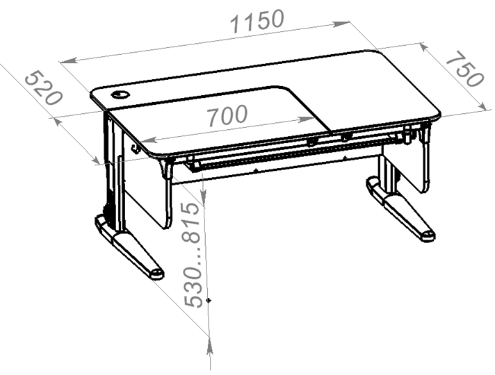 Растущий стол L/70-45 (СУТ 62) с лотком и навесной тумбой, белый/белый/лаванда в Симферополе - изображение 1