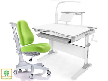 Растущая парта + стул Mealux EVO Evo-30 G (арт. Evo-30 G + Y-528 KZ) (дерево)/(стол+полка+кресло+чехол+лампа)/ белая столешница (дерево), цвет пластика серый в Симферополе